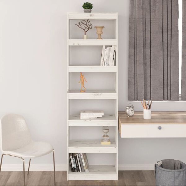 vidaXL Book Cabinet/Room Divider White 60x30x199.5 cm Solid Wood Pine