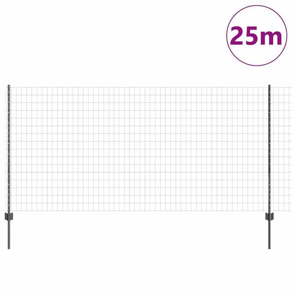vidaXL Fence and Post Grey 1.2 x 25 m Steel