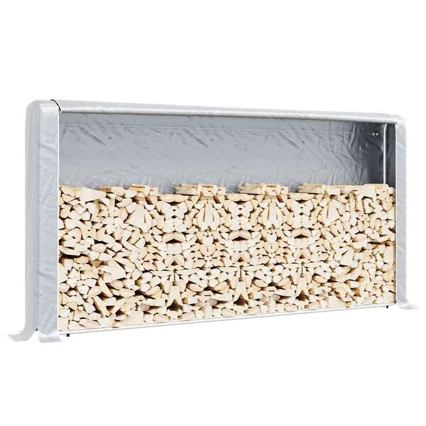 vidaXL Firewood Rack with Rain Cover 300x25x150 cm Galvanised steel