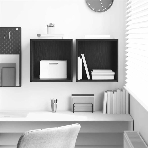 vidaXL Wall Cabinet 2 pcs Black Oak 37 x 37 x 37 cm Engineered Wood