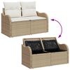 vidaXL Garden Sofa Beige 121 x 62 x 69cm Poly Rattan