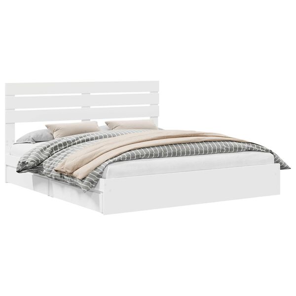 vidaXL Storage Bed with Headboard White 200 x 200 cm Engineered Wood