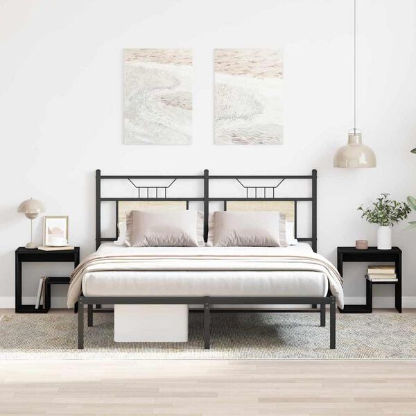 vidaXL Bedside Cabinet 2 pcs Black Oak 40 x 30 x 40 cm Engineered Wood