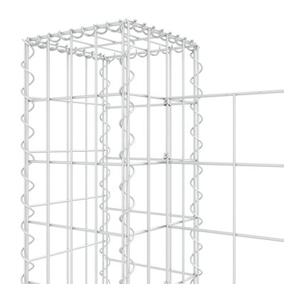 vidaXL U-shape Gabion Basket with 2 Posts Iron 140x20x100 cm