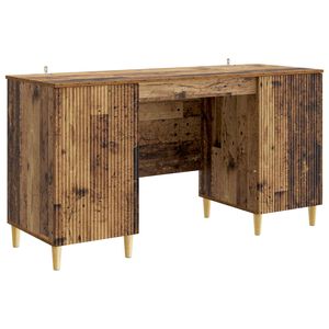 vidaXL Desk with Shelf Old Wood 142.5 x 50 x 75 cm Engineered Wood