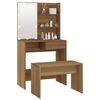 vidaXL Dressing Table Set with LED Brown Oak Engineered Wood