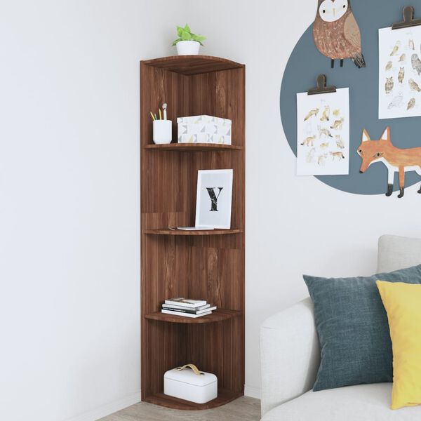 vidaXL Standing Corner Shelf Brown Oak 40x41.5x180 cm Engineered Wood