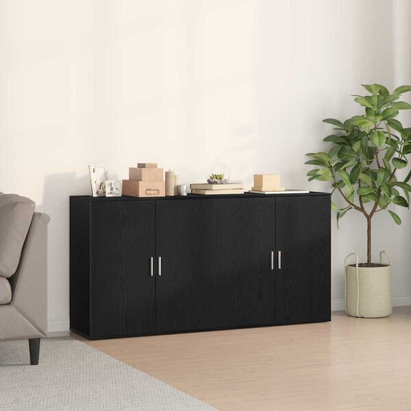 vidaXL Sideboard 2 pcs Black Oak 79 x 38 x 80 cm Engineered Wood
