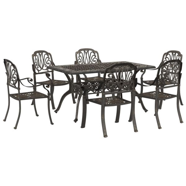 vidaXL 7 Piece Garden Dining Set Bronze Cast Aluminium