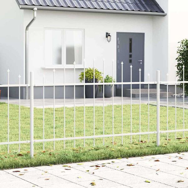 vidaXL Garden Fence 7 pcs White 170 x 140 cm Powder-Coated Steel