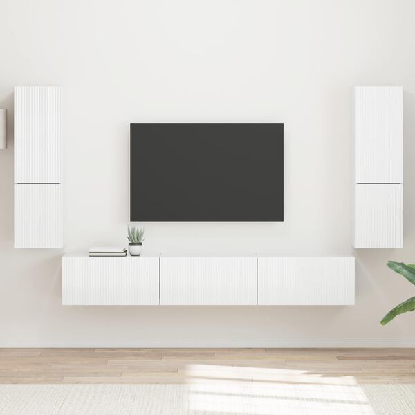 vidaXL TV Cabinet Set 4 pcs High Gloss White Engineered Wood