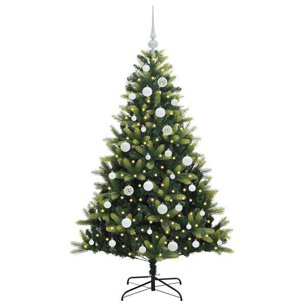 vidaXL Artificial Hinged Christmas Tree 150 LEDs Green 150 cm
