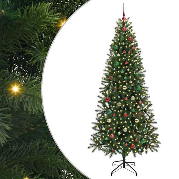 vidaXL Artificial Christmas Tree with 300 LEDs Green 210 cm PE and PVC