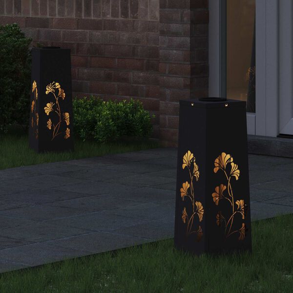 vidaXL Solar LED Pathway Light 2 pcs Black Cold Rolled Steel