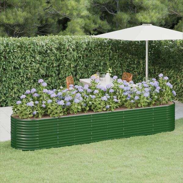 vidaXL Garden Raised Bed Galvanised Steel 368x80x68 cm Green
