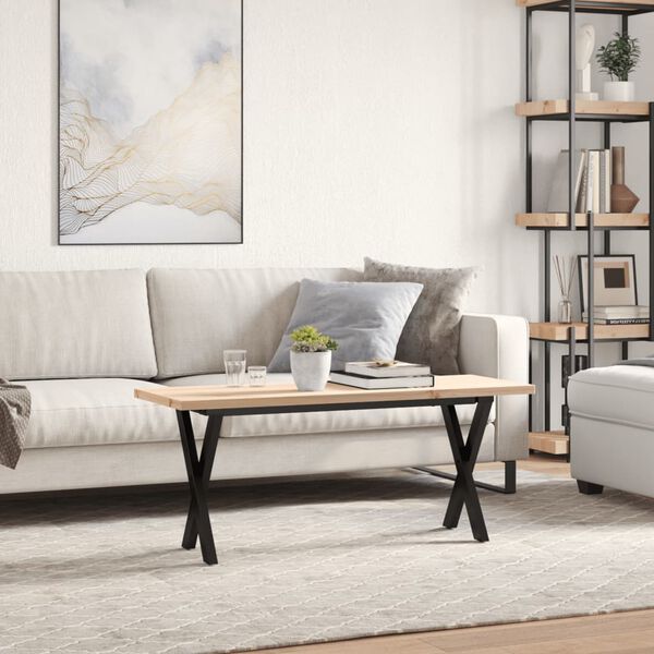 vidaXL Coffee Table X-Frame 110x40x45.5 cm Solid Wood Pine and Steel