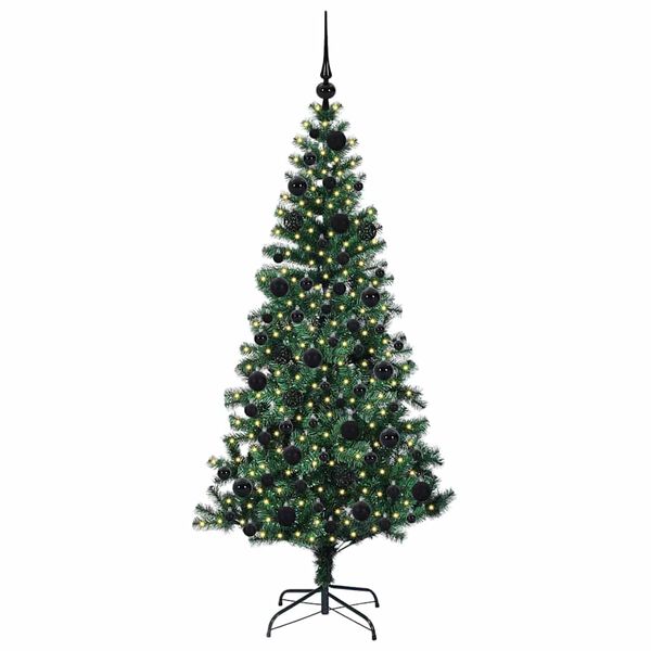 vidaXL Artificial Pre-lit Christmas Tree Green 180 cm PVC and Metal