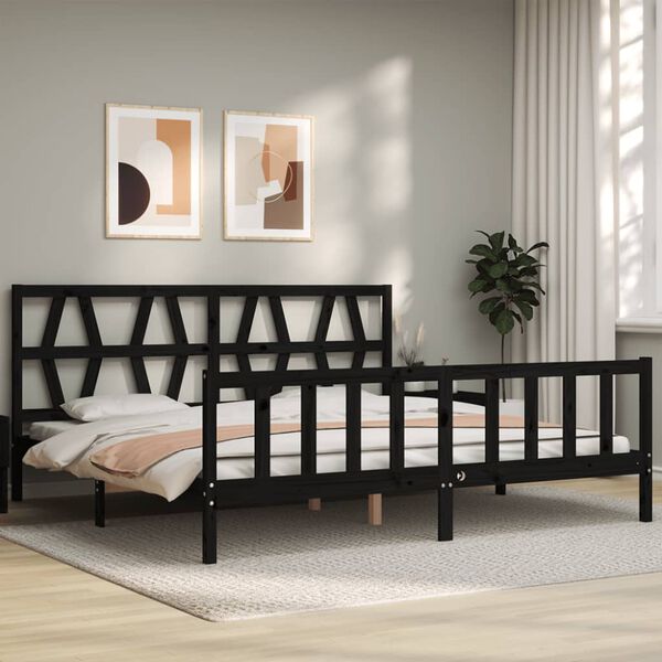 vidaXL Bed Frame without Mattress Black 200x200 cm Solid Wood Pine