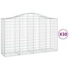 vidaXL Arched Gabion Baskets 30 pcs 200x50x120/140 cm Galvanised Iron