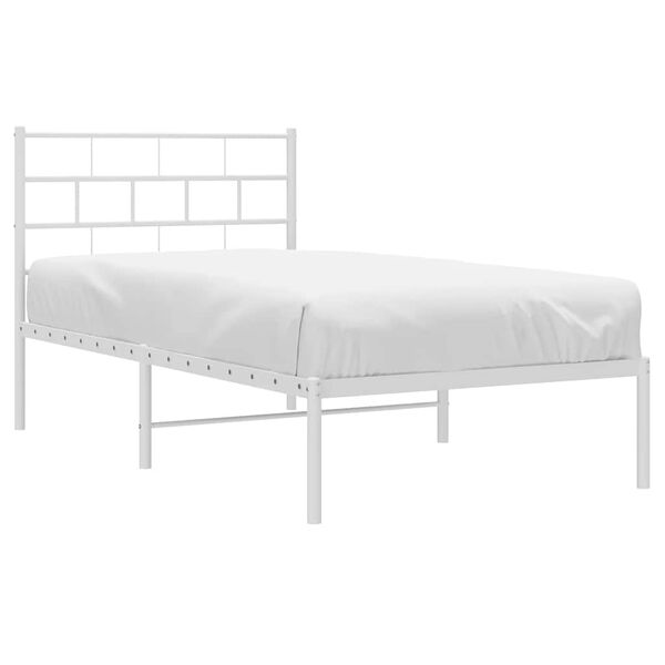 vidaXL Metal Bed Frame without Mattress with Headboard White 100x190cm
