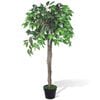 vidaXL Artificial Plant | Green leaves, Brown trunk, Black pot