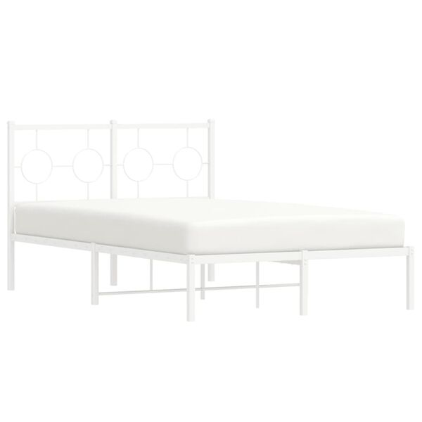 vidaXL Metal Bed Frame without Mattress with Headboard White 120x190cm