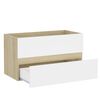 vidaXL Bathroom Furniture Set White and Sonoma Oak Engineered Wood