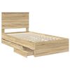 vidaXL Bed Frame with Headboard Sonoma Oak 100 x 200 cm Engineer Wood