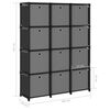 vidaXL 12-Cube Display Shelf with Boxes Black 103x30x141 cm Fabric