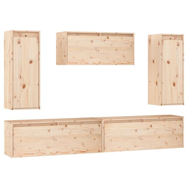 vidaXL TV Cabinets 5 pcs Solid Wood Pine