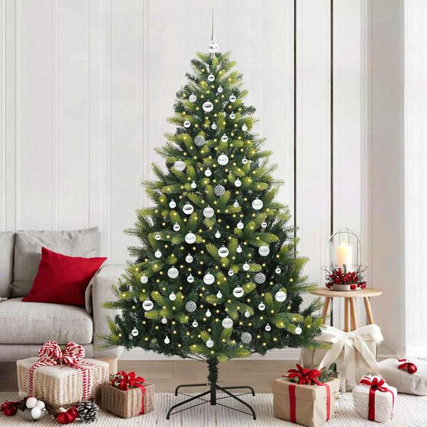 vidaXL Artificial Hinged Christmas Tree 300 LEDs Green 210 cm