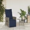 vidaXL Reclining Garden Chair with Cushions Grey Poly Rattan