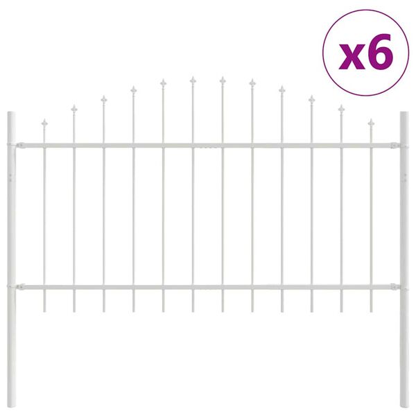 vidaXL Garden Fence 6 pcs White 170 x 140 cm Powder-Coated Steel
