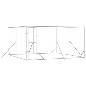 vidaXL Outdoor Dog Kennel Silver 4x4x2 m Galvanised Steel