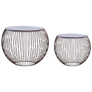vidaXL Coffee Table | Set of 2 | Gold, White | Metal, MDF | Large, Small