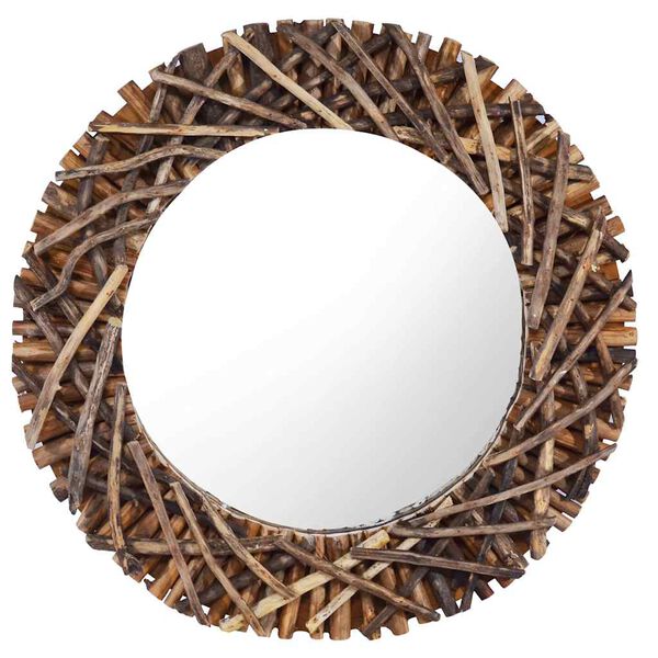 vidaXL Wall Mirror 60 cm Teak Round