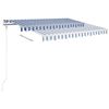 vidaXL Manual Retractable Awning with LED 3x2.5 m Blue and White