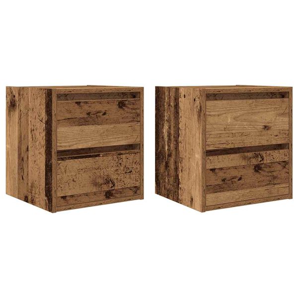 vidaXL Wall-mounted Bedside Cabinets 2 pcs Old Wood 38x34x40 cm