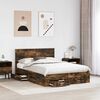 vidaXL Bed Frame with Drawer Smoked Oak 150 x 200 cm Engineered Wood