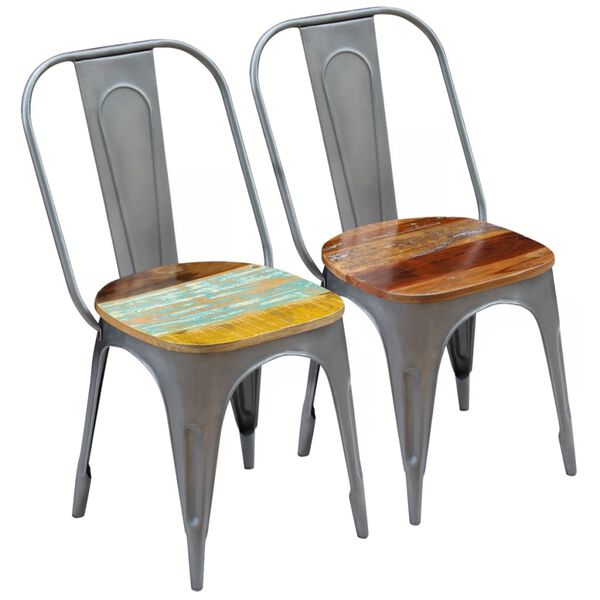 vidaXL Dining Chairs 2 pcs Solid Reclaimed Wood