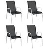 vidaXL Stackable Garden Chairs 4 pcs Steel and Textilene Black