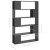 vidaXL Book Cabinet Room Divider High Gloss Grey Engineered Wood