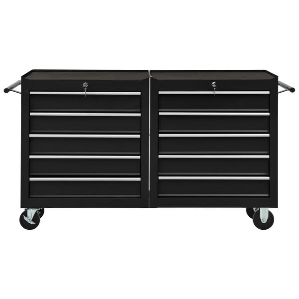 vidaXL Tool Trolley with 5 Drawers Black 69x33x77 cm Steel