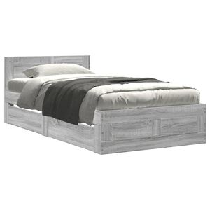 vidaXL Bed Frame with Headboard without Mattress Grey Sonoma 90x190 cm Single