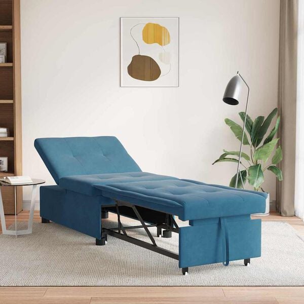 vidaXL Sofa Bed Blue 67 x 194 x 38 cm Velvet