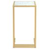 vidaXL Computer Side Table White Marble 50x35x65 cm Tempered Glass
