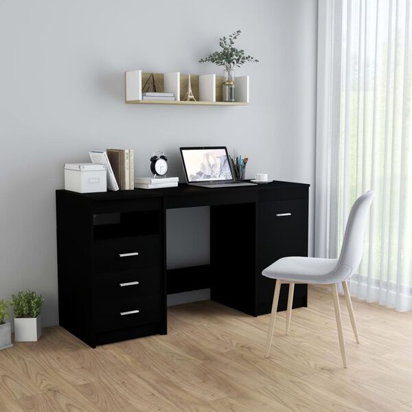 vidaXL Desk Black 140x50x76 cm Engineered Wood