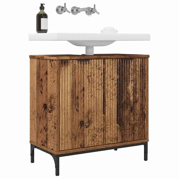 vidaXL Bathroom Sink Cabinet with Storage Old Wood 60.5 x 33.5 x 61 cm
