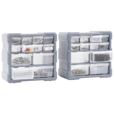 vidaXL Multi-drawer Organisers with 12 Drawers 2 pcs 26.5x16x26 cm