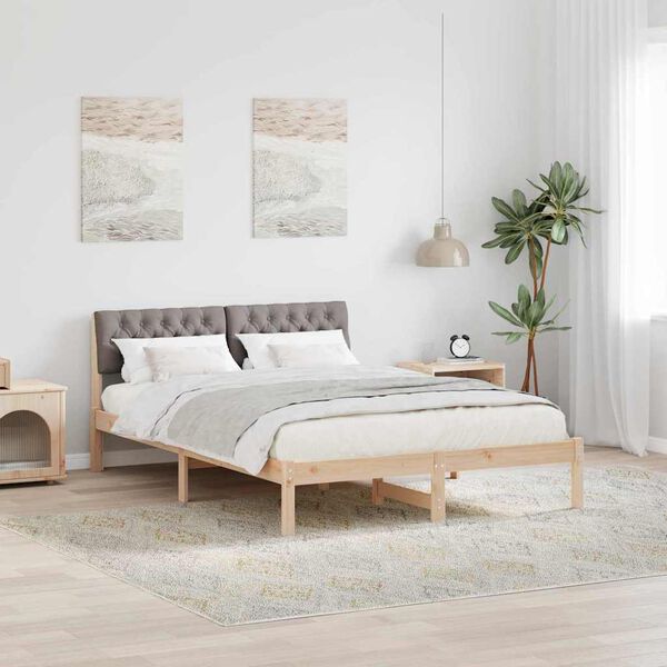 vidaXL Bed frame Brown and taupe 140 x 200 cm Solid pine wood